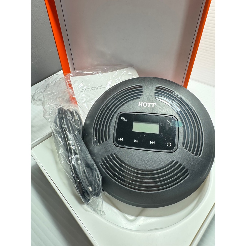 HOTT CD903TF Portable Bluetooth CD Player Black FM Transmitter Rechargeable